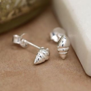 Sterling silver conch shell stud earrings