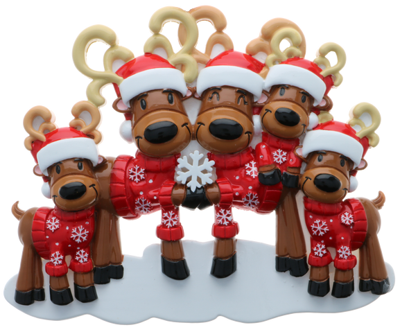 Mr & Mrs Reindeer plus 3 children