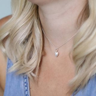 Sterling silver satin heart necklace