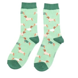 Women’s Pups in Coats Socks Mint