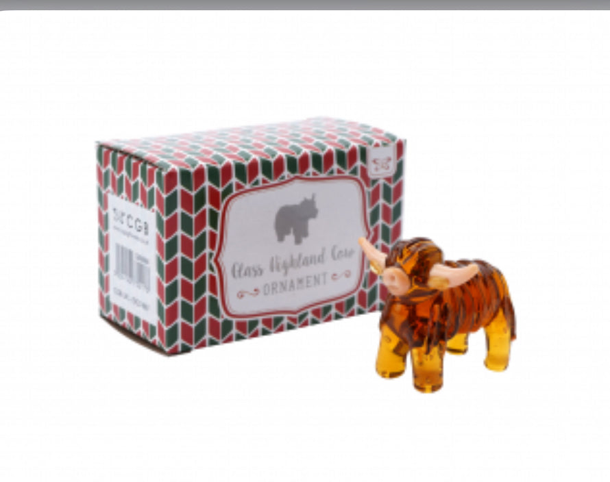 Artisan Glass Highland Cow Figurine