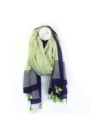 POM blue & lime green geo print scarf