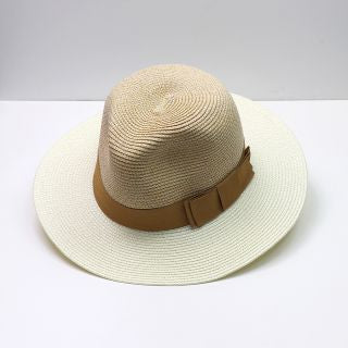 Natural and cream summer fedora with tan trim