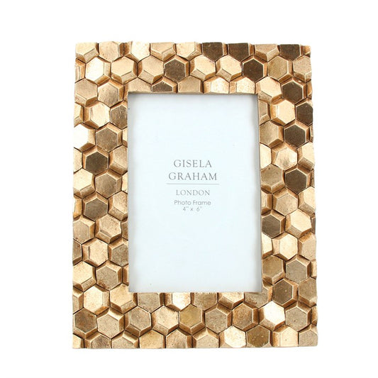 Resin Photo Frame (4x6) - Gold Hexagon Geo