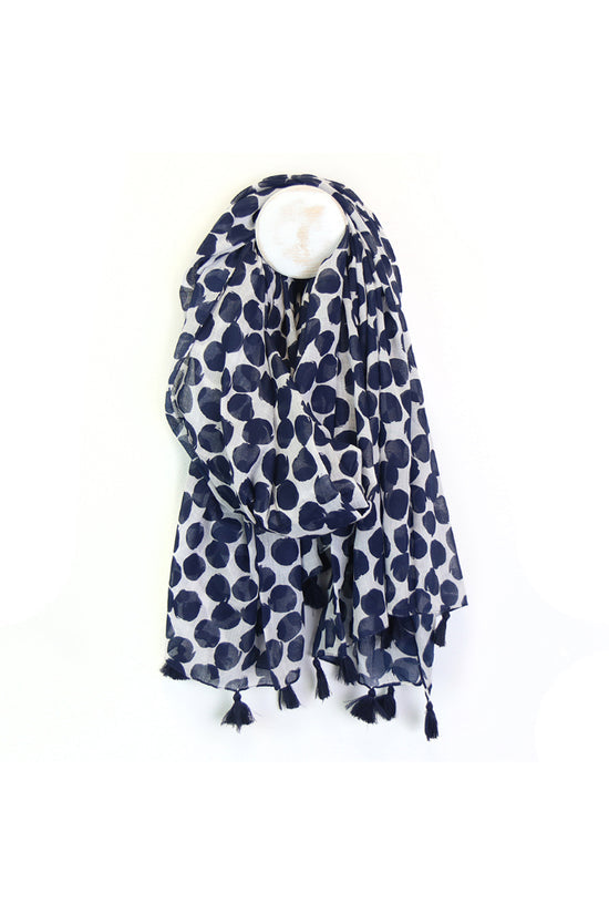 POM blue & white spot print scarf