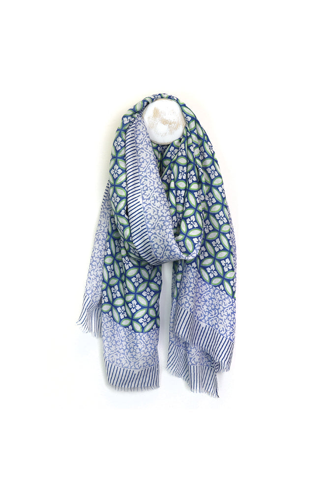 POM Scarf  blue & green