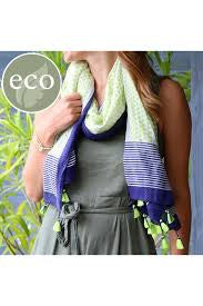 POM blue & lime green geo print scarf