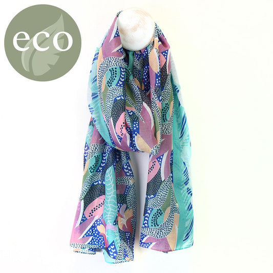 PoM RECYCLED AQUA BLUE MARINE PLANT SCARF