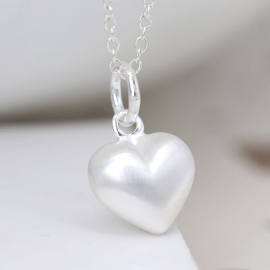 Sterling silver satin heart necklace