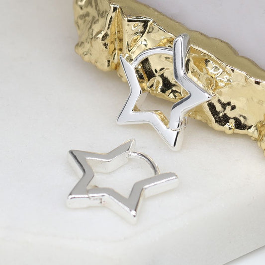 Silver plated star sleeper earrings