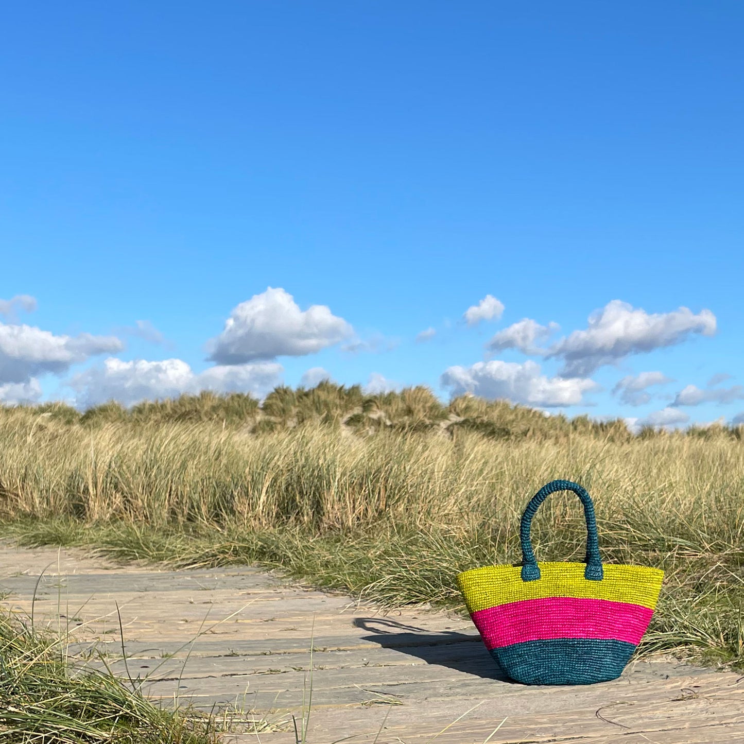 Striped crochet bag