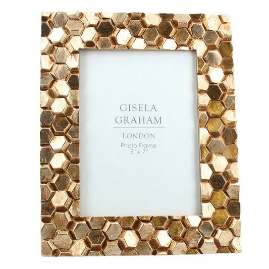 Resin Photo Frame (5x7) - Gold Hexagon Geo