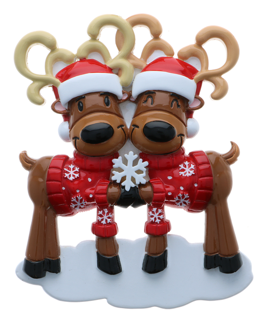 Mr. & Mrs. Reindeer Couple Personalized Christmas Ornament