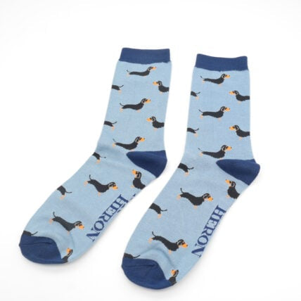 Mr Heron Little Sausage Dogs Socks Denim