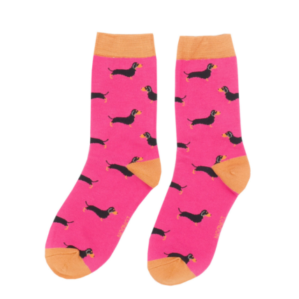 Women’s Little Sausage Dogs Socks Hot Pink