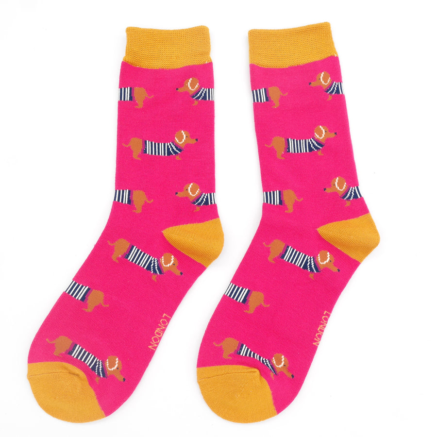 Women's Parisian Pups Socks Hot Pink