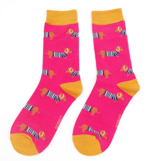 Women's Parisian Pups Socks Hot Pink