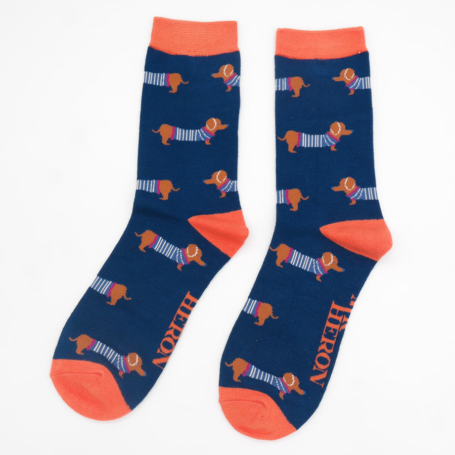 Mr Heron Parisian Pups Socks Navy
