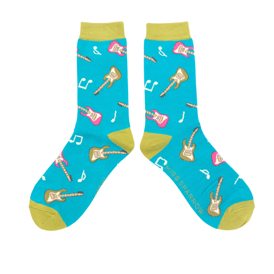 Women's Guitars Socks Turquoise